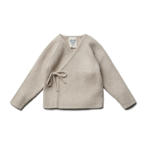 Overslag vestje gebreid rib - katoen/wol - oestergrijs