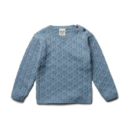 Trui gebreid - katoen/wol - smokey blue