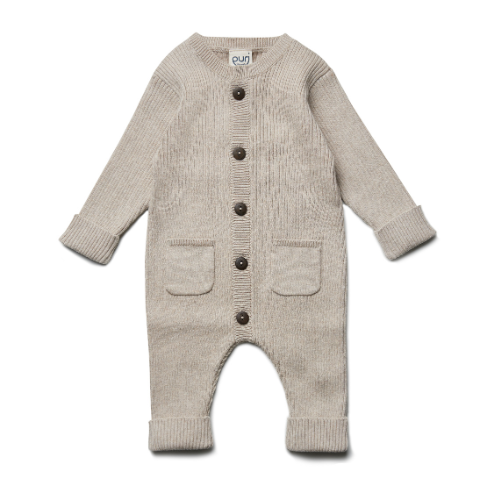 Boxpakje gebreid - katoen/wol - oestergrijs