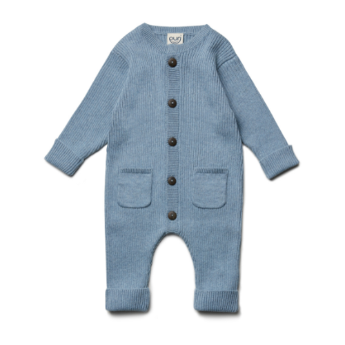 Boxpakje gebreid - katoen/wol - smokey blue