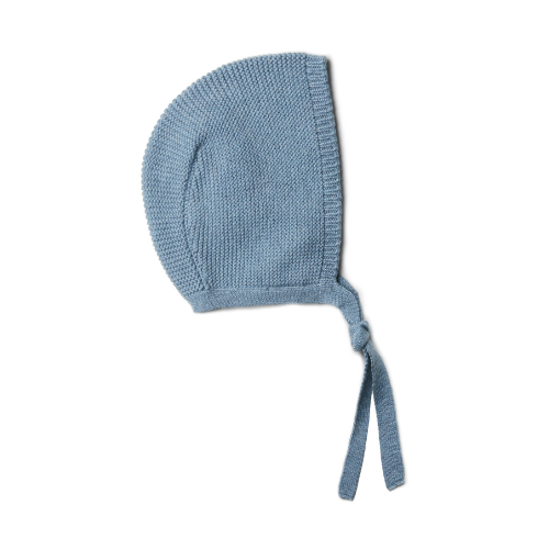 Strikmutsje - katoen/wol - smokey blue