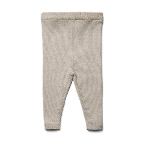 Legging rib - katoen/wol - oestergrijs
