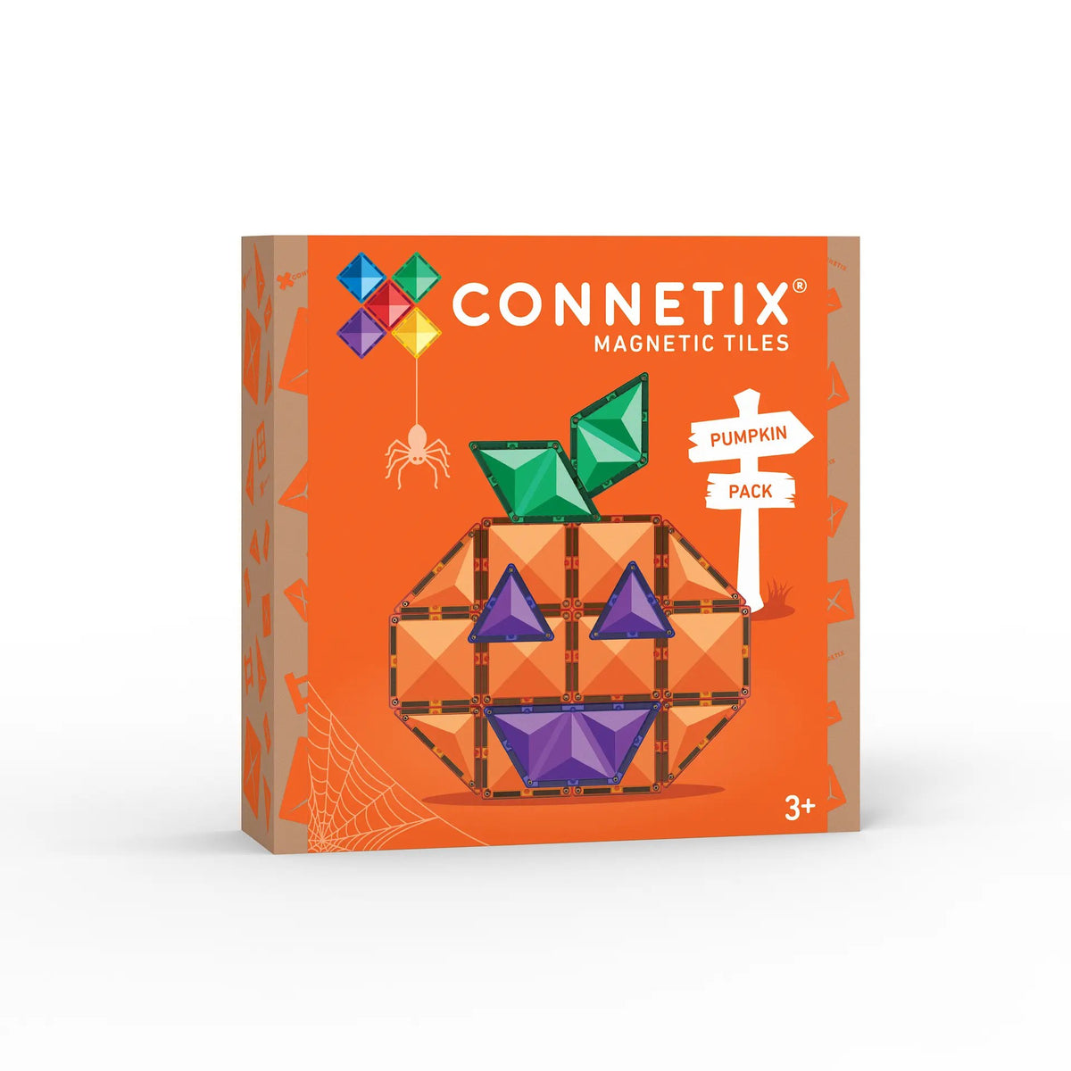 Connetix Tiles Halloween Pumpkin Pack - magnetische tegels in pompoenvorm op oranje verpakking