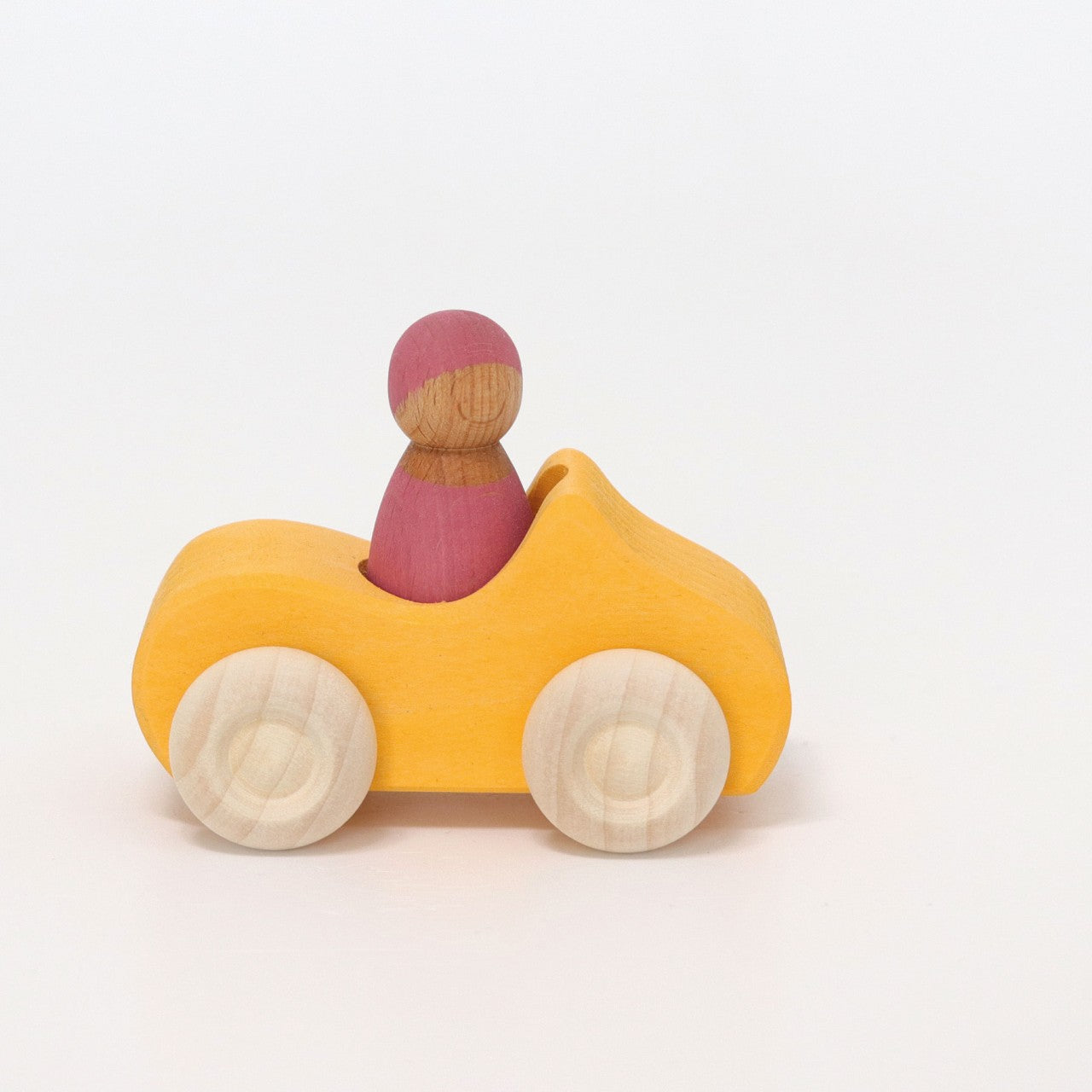 Grimm’s houten kleine gele auto cabrio cabriolet