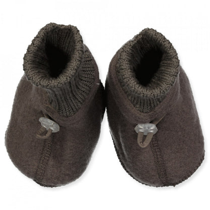 Slofjes wol fleece donkerbruin