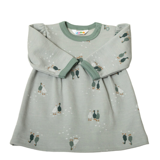Joha jurk | groen met ganzen | wol