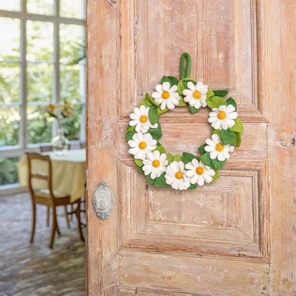 Krans van wolvilt - Margrietjes - Wit