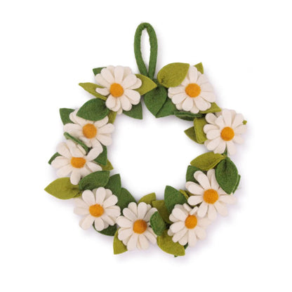 Krans van wolvilt - Margrietjes - Wit