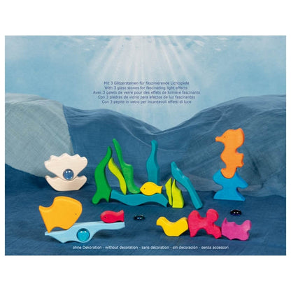 Landschap puzzel bouwblokken onder de zee