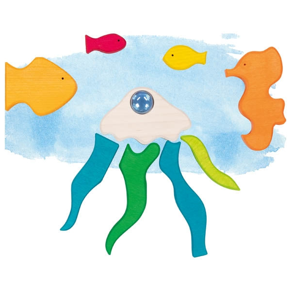 Landschap puzzel bouwblokken onder de zee