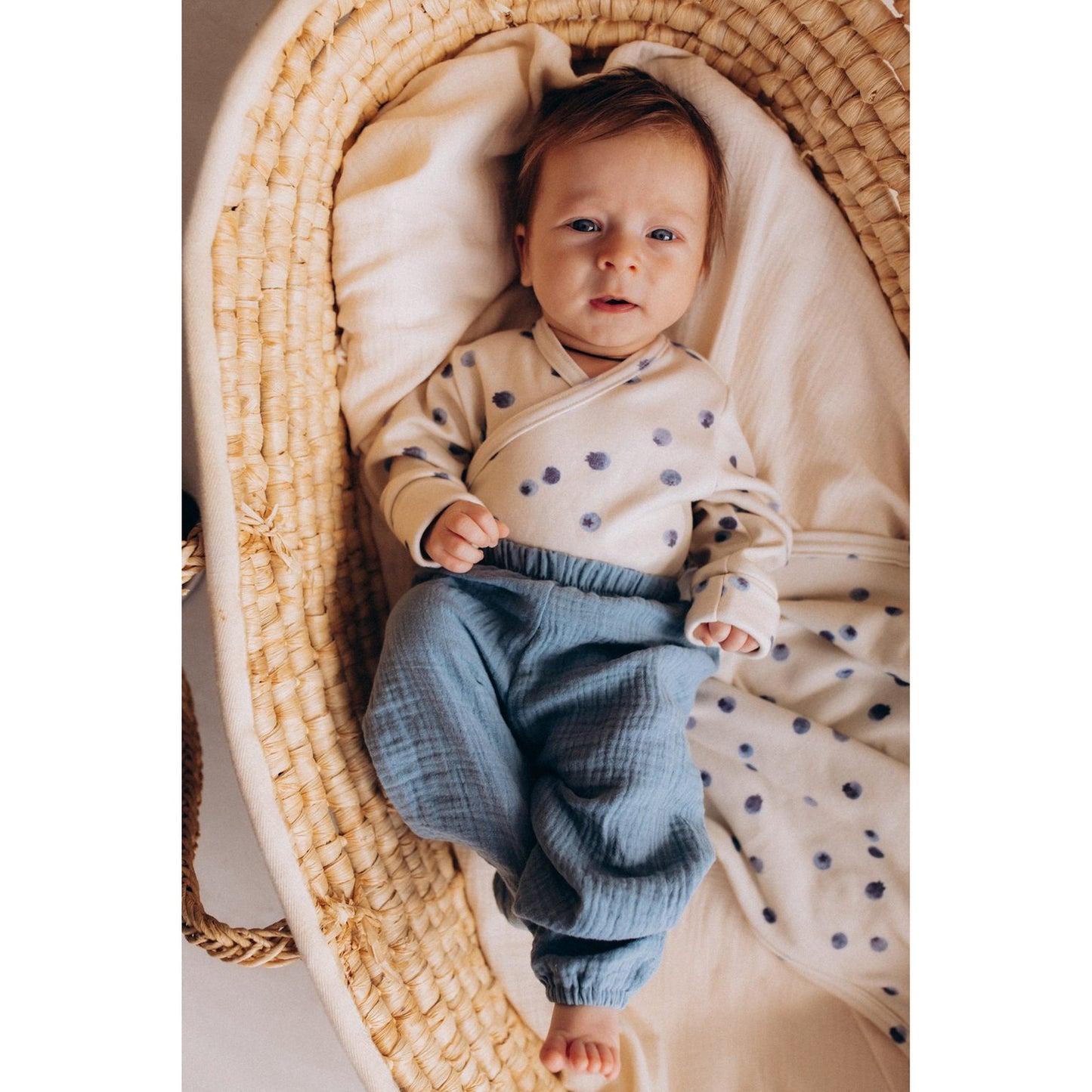 Wooly Organic Overslag Romper - Biologisch Katoen - Blueberry Breeze