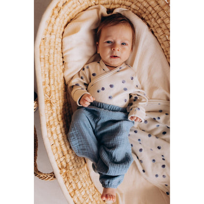 Wooly Organic Overslag Romper - Biologisch Katoen - Blueberry Breeze
