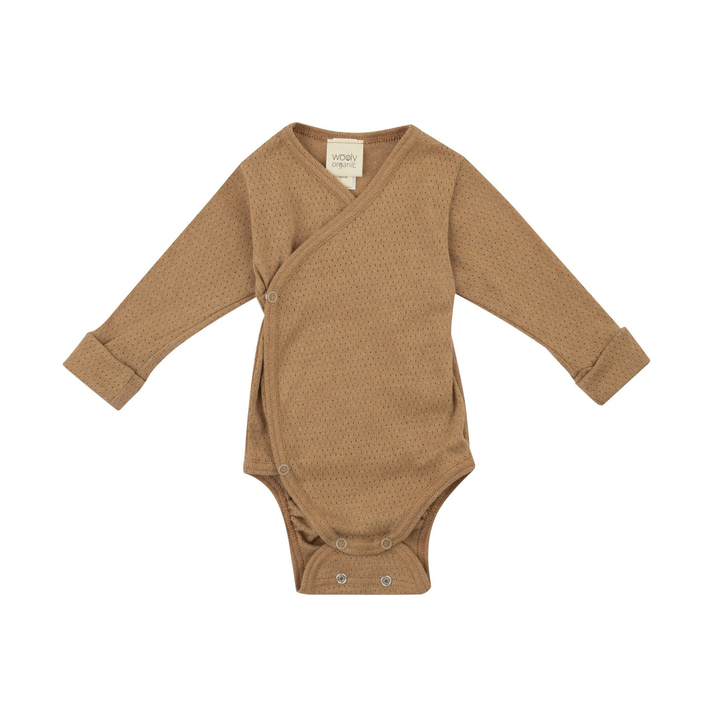 Wooly Organic Overslag Romper - Biologisch Katoen -Ajour - Donkerbruin