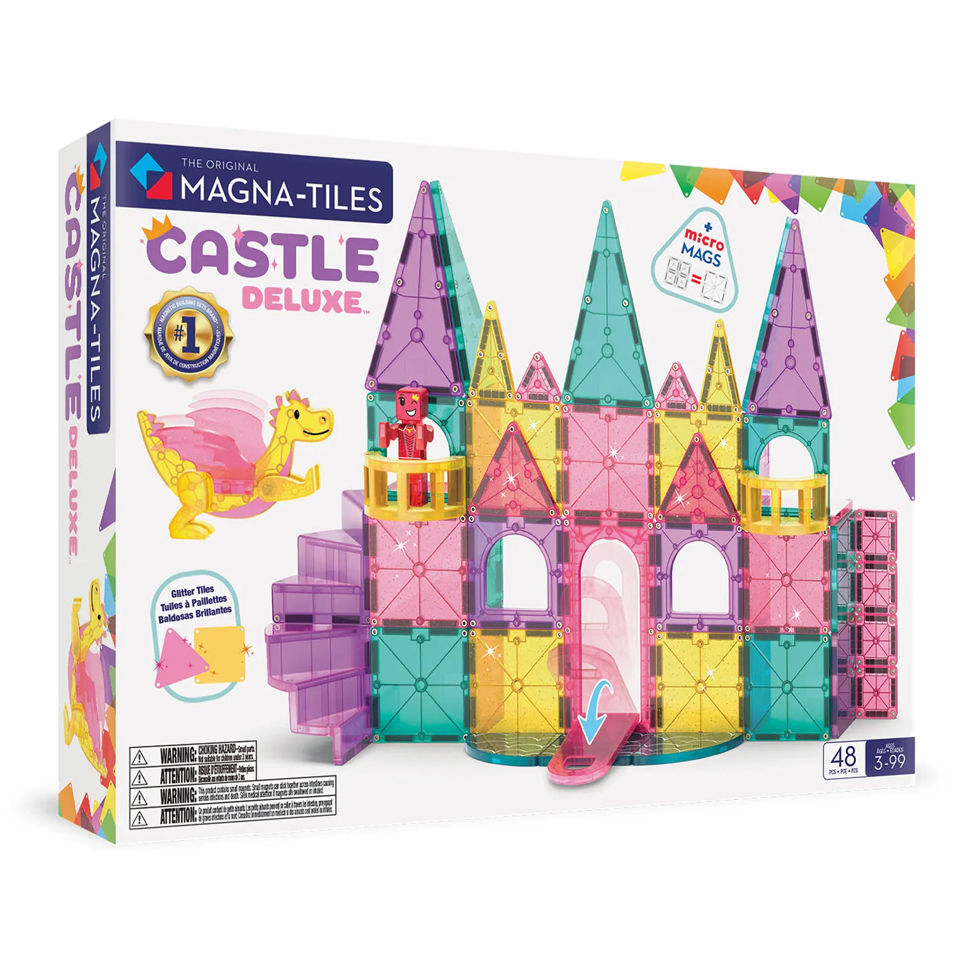 Magnetische tegels - Glitter Kasteel Deluxe - 48 stuks