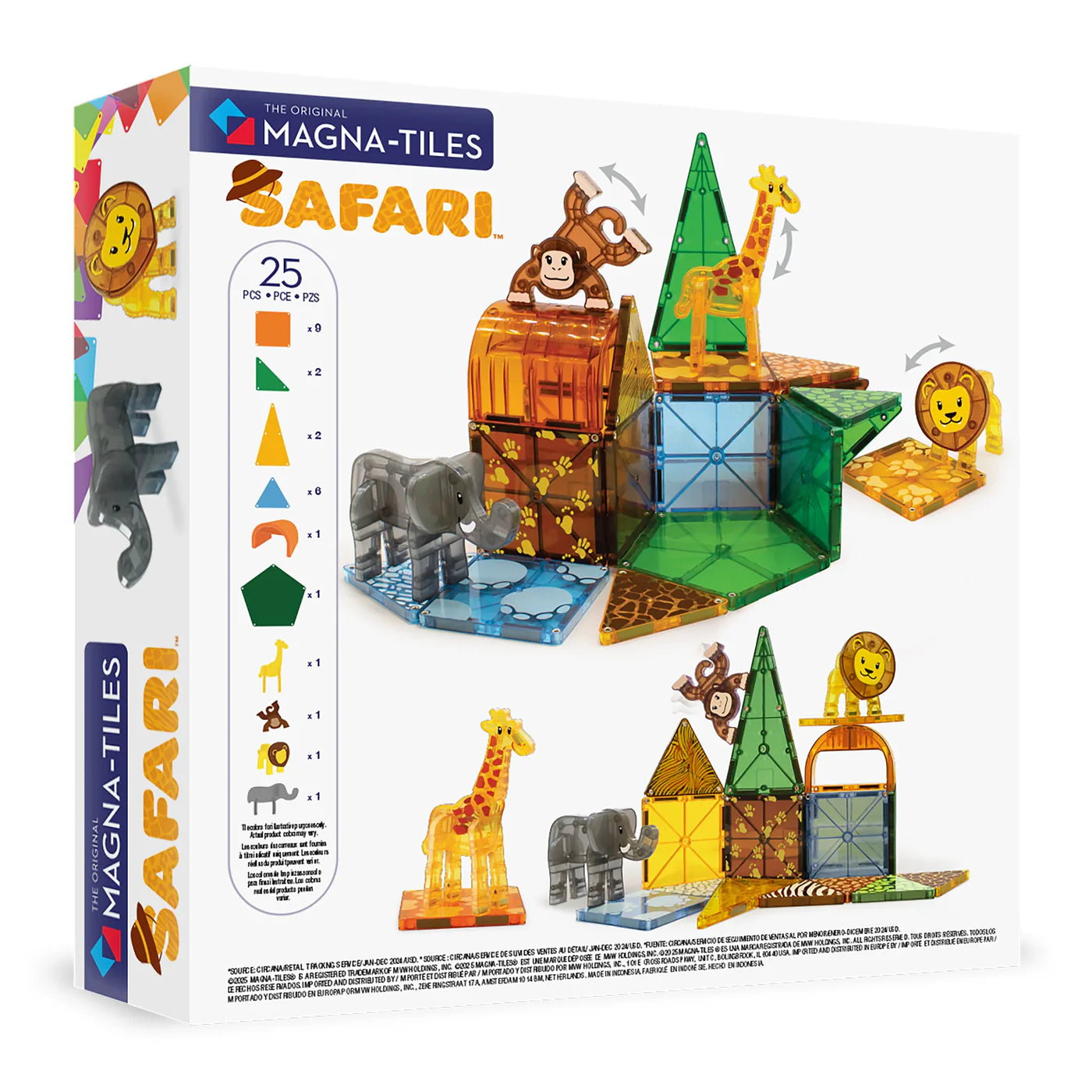 Magnetische tegels - Safari Dieren - 25 stuks