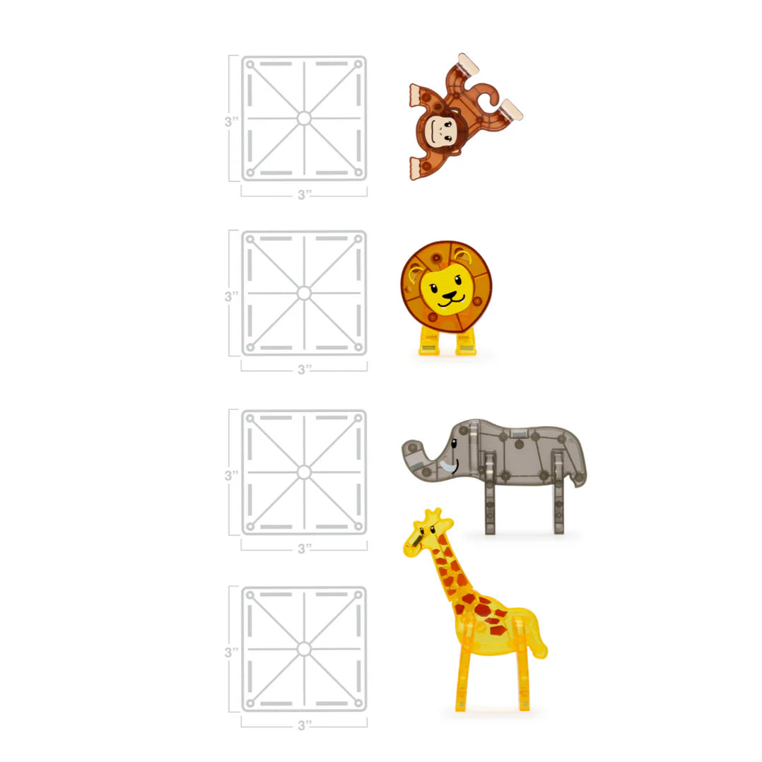 Magnetische tegels - Safari Dieren - 25 stuks