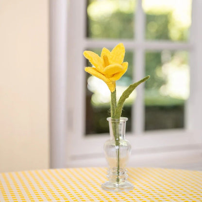 Bloem van wolvilt - Krokus - Geel