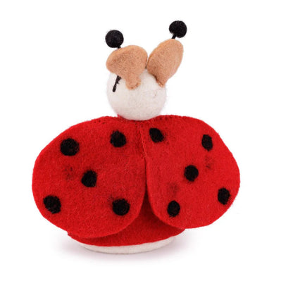 Decoratie muis van wolvilt - Lieveheersbeestje