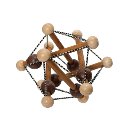 Manhattan Toy Skwish Artful rammelaar - 3D-aanzicht van houten constructie met kralen en touw