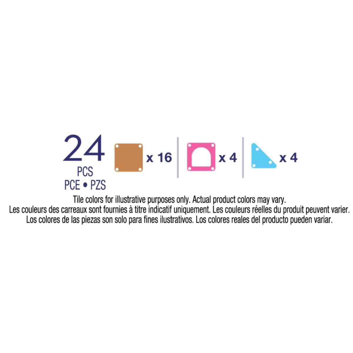 Magna-Tiles MicroMAGS Travel set - 24-delige magnetische bouwset met onderdelen en aantal weergave