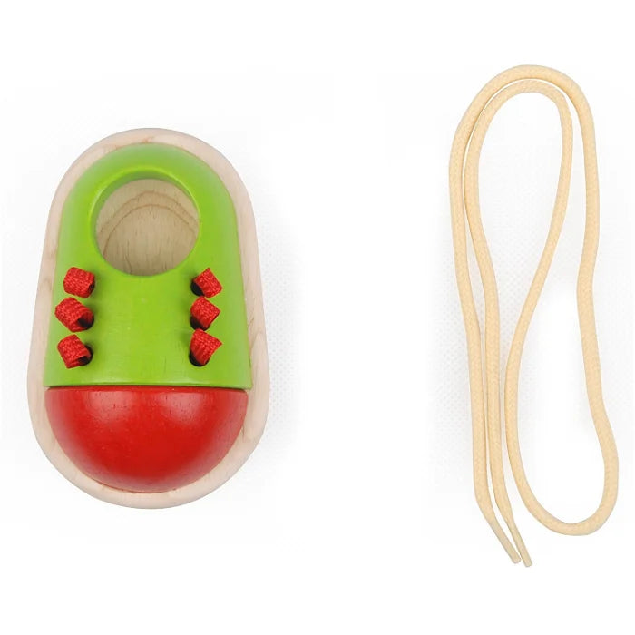 knoopveters schoen rood/groen
