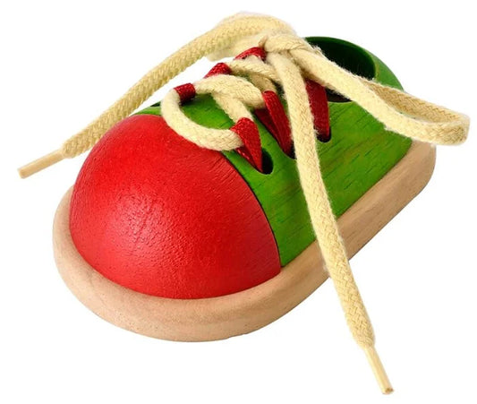 knoopveters schoen rood/groen