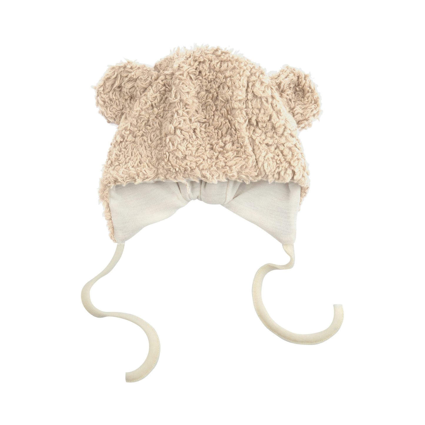 Mama Nova pluche babymutsje met teddyberen oren, vooraanzicht op wit