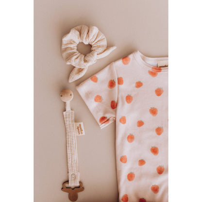 Wooly Organic Overslag Romper Korte Mouw - Biologisch Katoen - Strawberry Spark