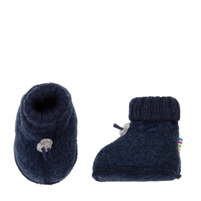 Slofjes wol fleece marine blauw