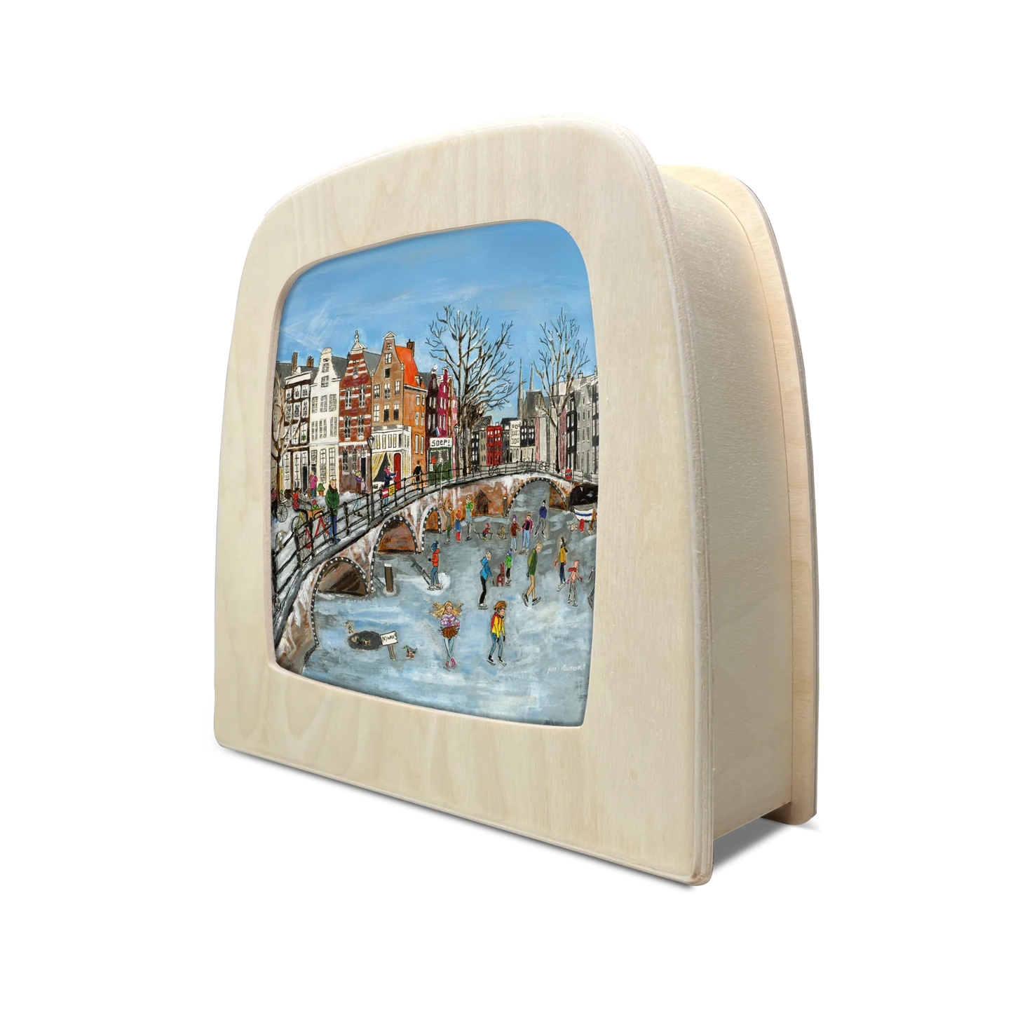 Toverplaat - Gwen’s Illustraties - Schaatsen op de gracht