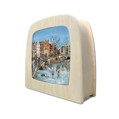 Toverplaat - Gwen’s Illustraties - Schaatsen op de gracht