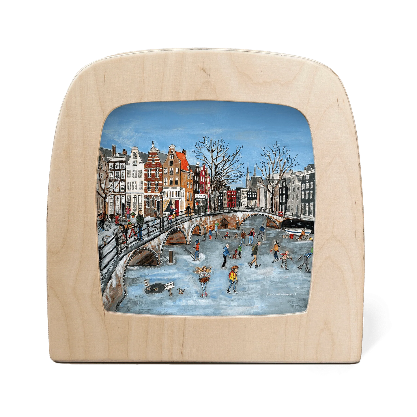 Toverplaat - Gwen’s Illustraties - Schaatsen op de gracht