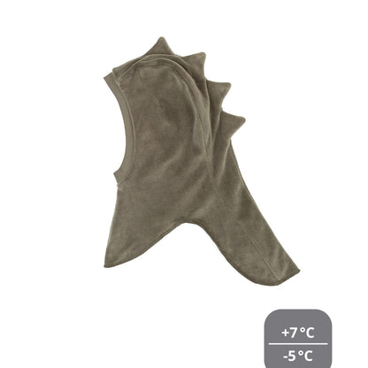 Wooly Organic Balaclava - Velour met Merino voering - Dino - Khaki