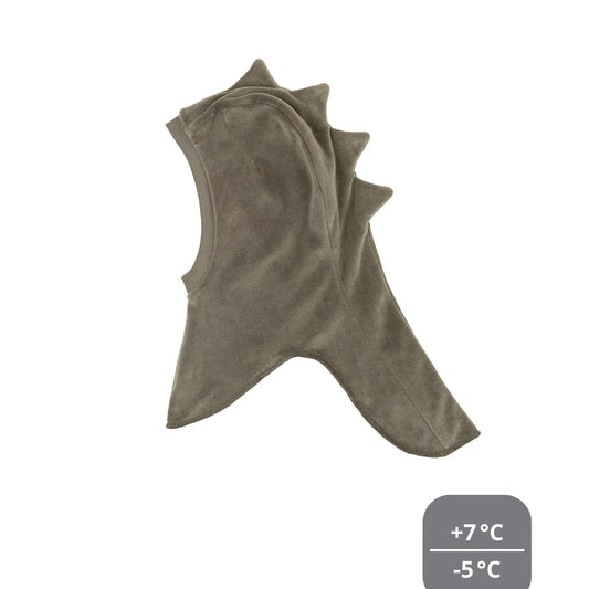 Wooly Organic Balaclava - Velour met Merino voering - Dino - Khaki