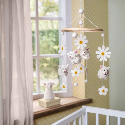 Wolvilt mobiel - Schaap met Margrietjes