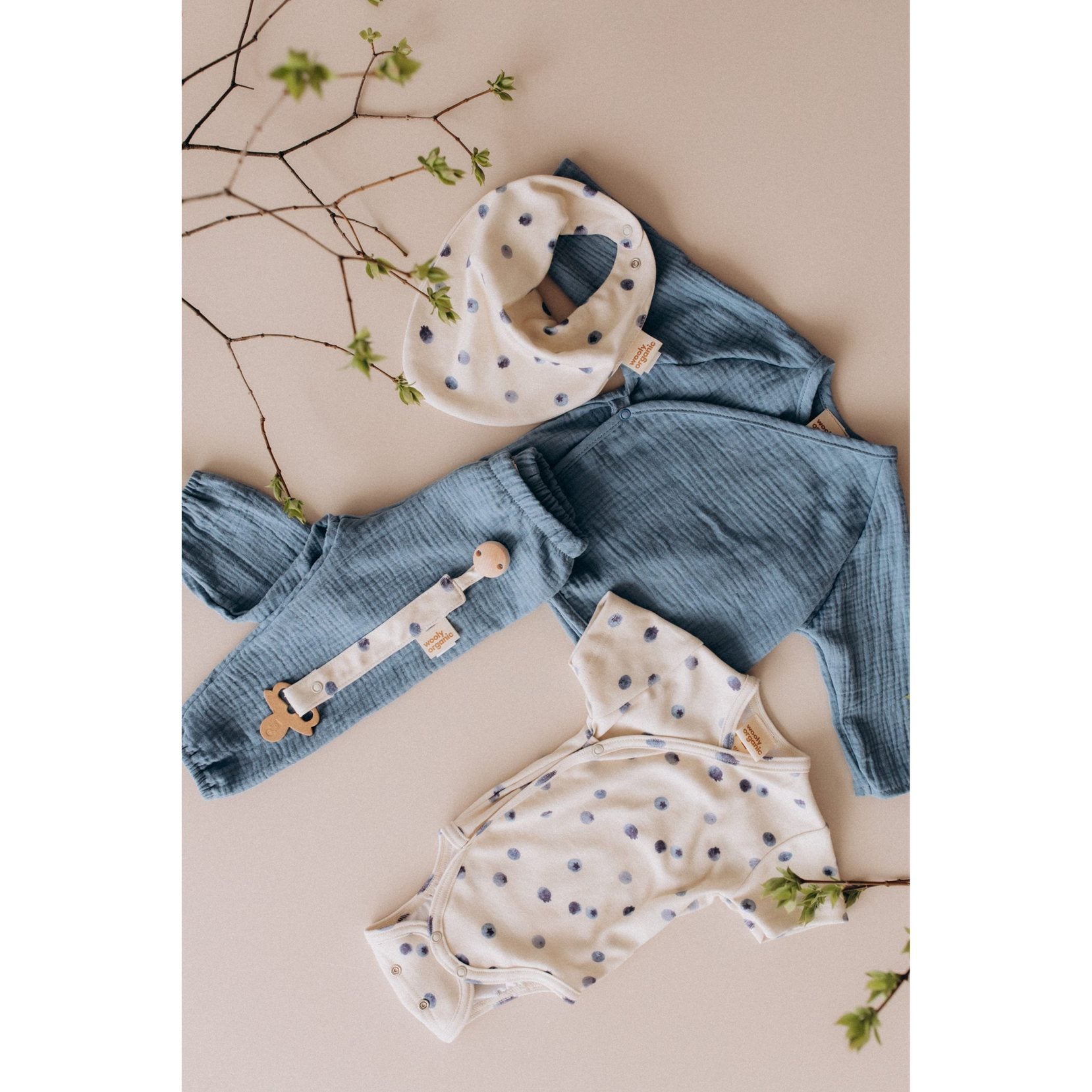 Wooly Organic Overslag Jumpsuit - Biologisch Katoen - Blueberry Breeze