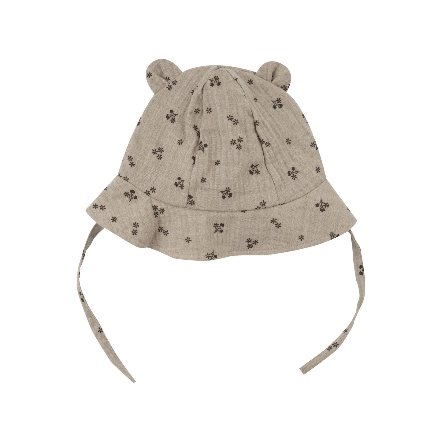 Wooly Organic Zonnehoedje met beren oortjes - Biologisch Katoen - Gray Flowers