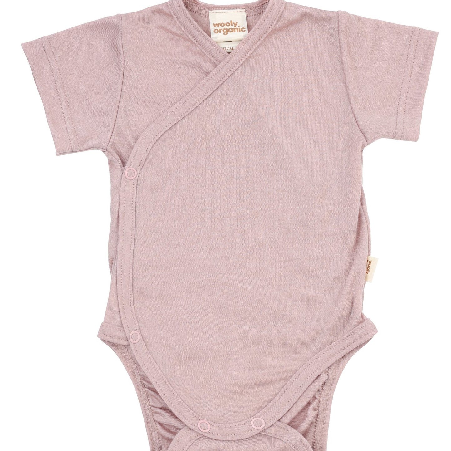 Wooly Organic Overslag Romper korte mouw - Wol met Lyocell - Pink Sand