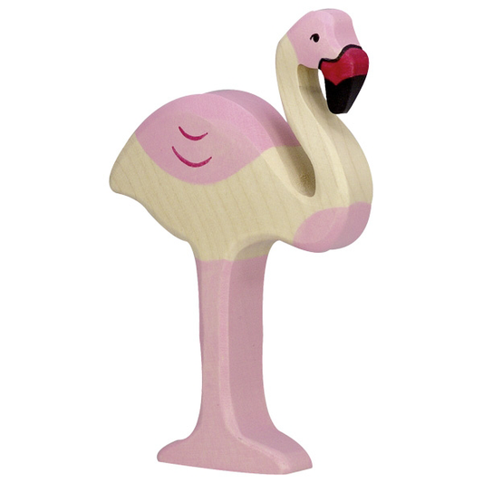 Holztiger houten dier flamingo